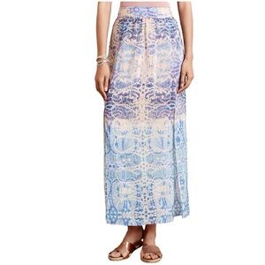 Maeve Anthropologie Waimea silk double slit maxi skirt Sz XS excellent condition